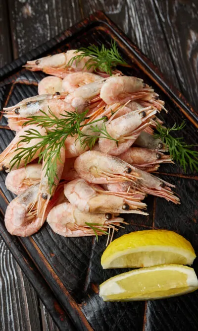Boiled prawns